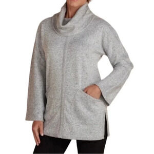 Soft Surroundings So Cozy Cowl Neck Gray Marled Tunic Pullover Sweater Size M